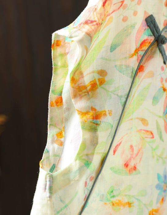 Chinese Style Stand Collar Ramie Print Sleeveless Shirt for Women Buykud Shirts Aug New in 2026 44.80