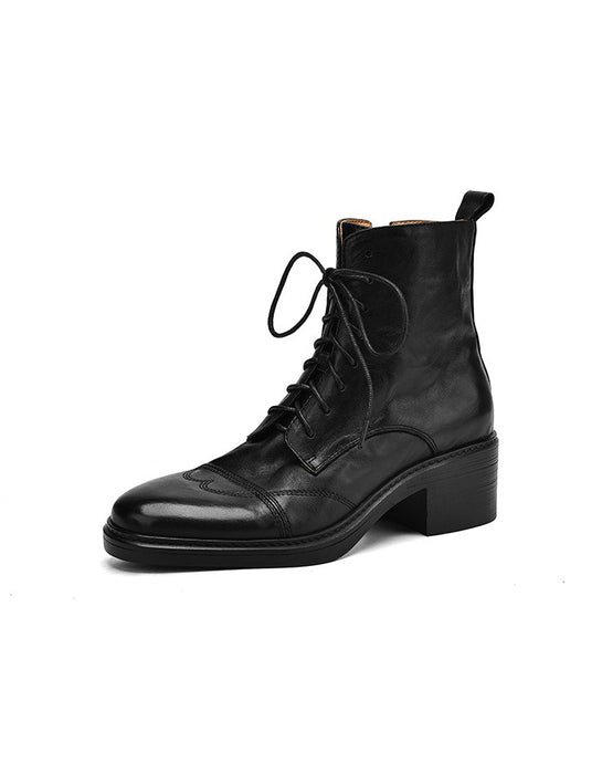 [Liquidation]Bottes Oxford Brogue à lacets de style britannique vintage 40 