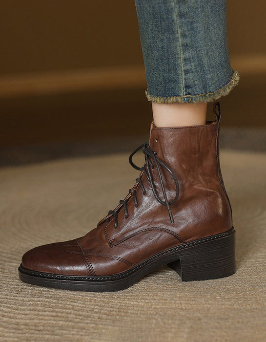 [Liquidation]Bottes Oxford Brogue à lacets de style britannique vintage 40 