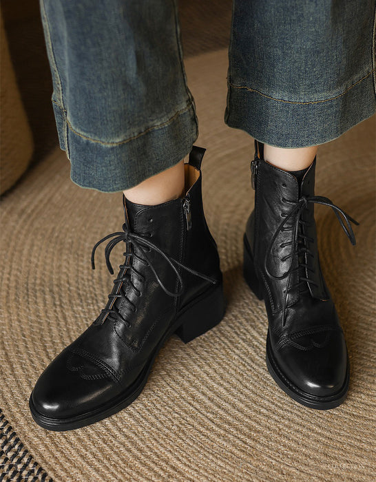 [Liquidation]Bottes Oxford Brogue à lacets de style britannique vintage 40 