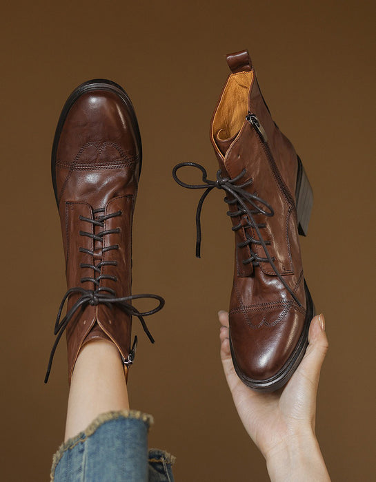 [Liquidation]Bottes Oxford Brogue à lacets de style britannique vintage 40 