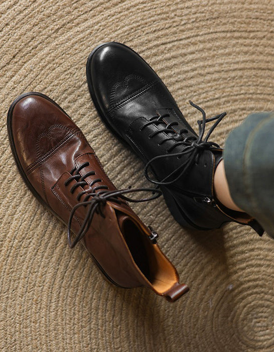 [Liquidation]Bottes Oxford Brogue à lacets de style britannique vintage 40 