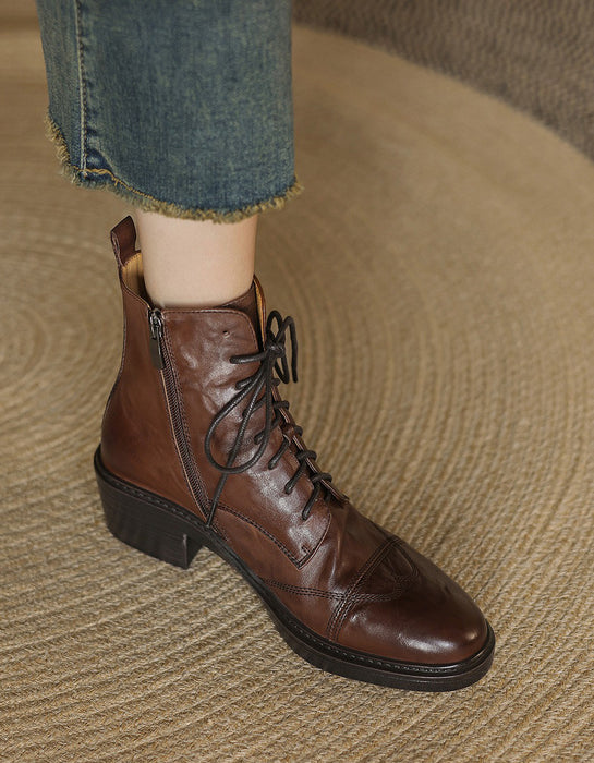 [Liquidation]Bottes Oxford Brogue à lacets de style britannique vintage 40 