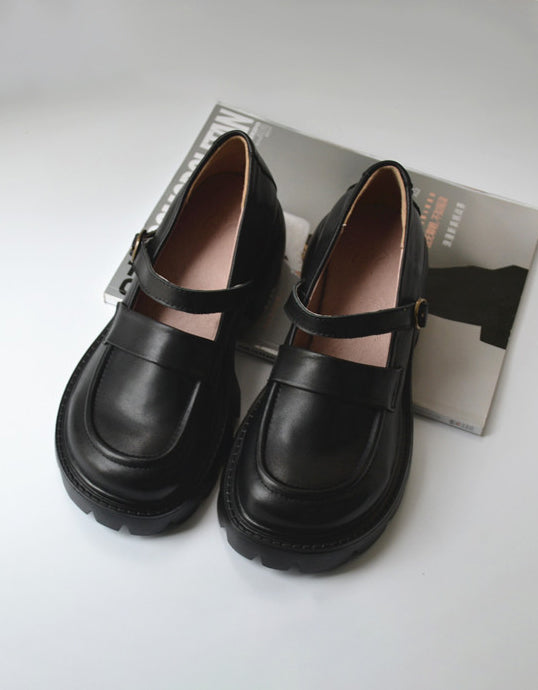 Chunky Heels Wide Toe Box Mary Jane Shoes — Obiono - Main Image