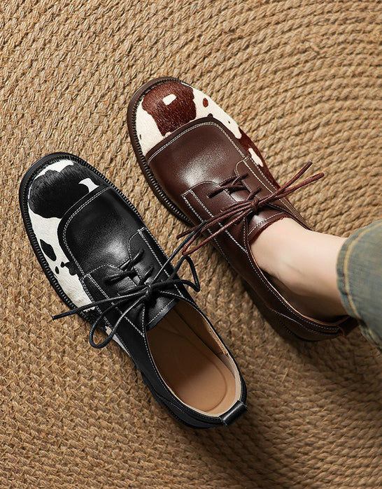Color Matching Pony Hair Handmade Vintage Oxfords