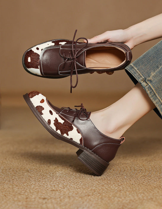 Color Matching Pony Hair Handmade Vintage Oxfords