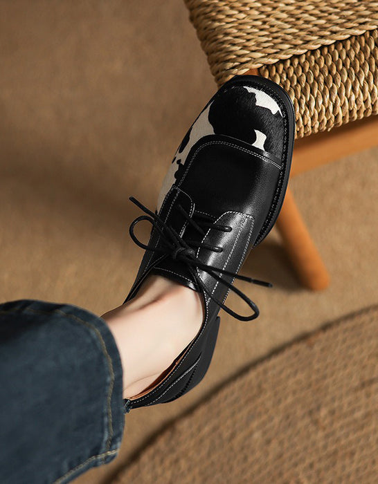 Color Matching Pony Hair Handmade Vintage Oxfords