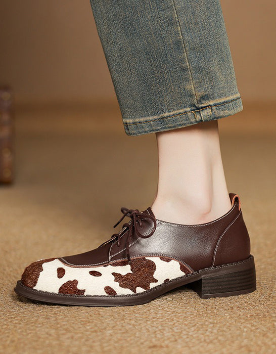 Color Matching Pony Hair Handmade Vintage Oxfords
