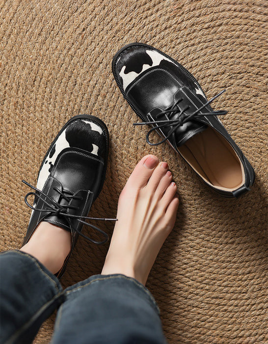 Color Matching Pony Hair Handmade Vintage Oxfords