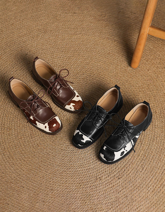 Color Matching Pony Hair Handmade Vintage Oxfords
