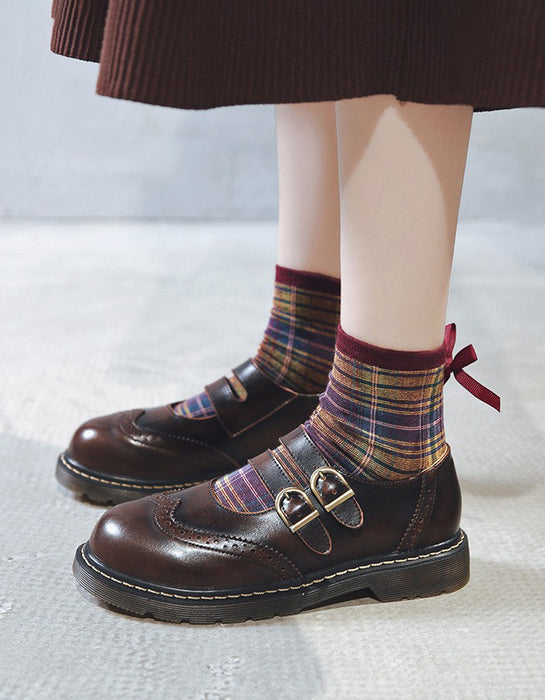 Comfort Brogue Style Double Strap Mary Janes Shoes (Size 34-41)