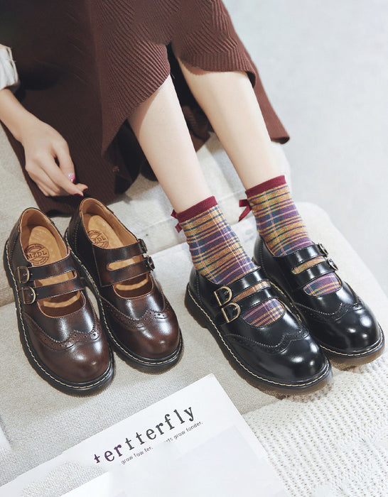 Comfort Brogue Style Double Strap Mary Janes Shoes (Size 34-41)