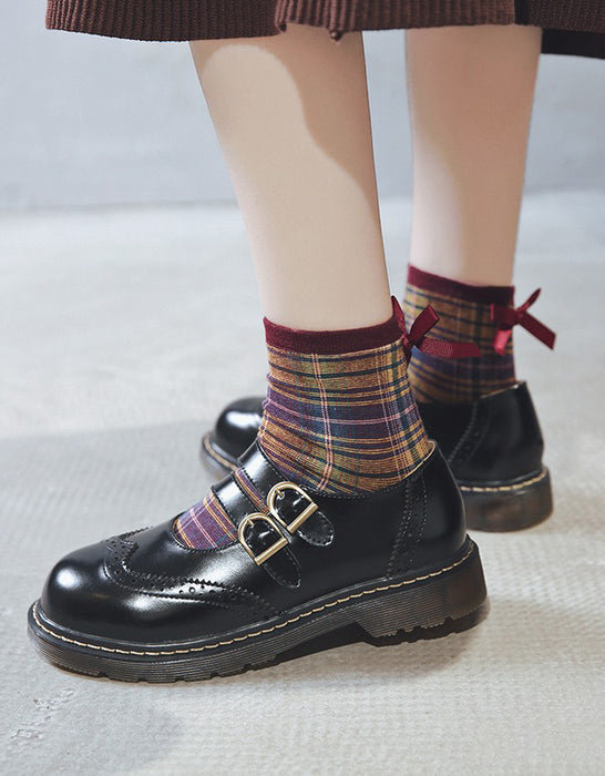 Comfort Brogue Style Double Strap Mary Janes Shoes (Size 34-41)