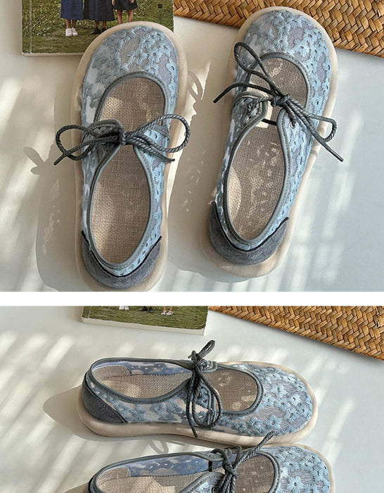 Comfortable Breathable Lace Embroidery Flat Shoes