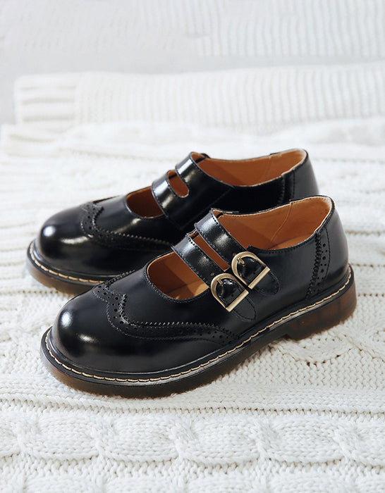 Comfort Brogue Style Double Strap Mary Janes Shoes (Size 34-41)
