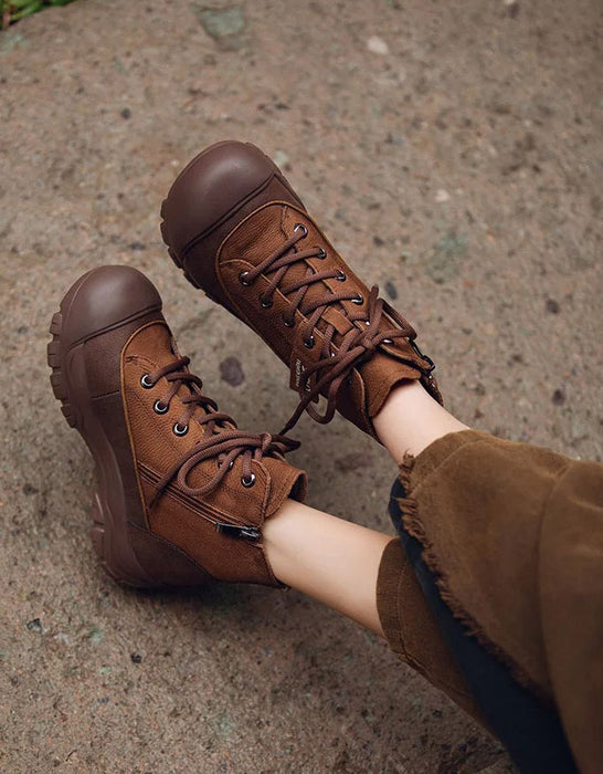 Botas de senderismo cómodas e informales con punta ancha para mujer 