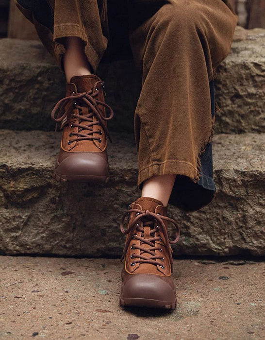 Botas de senderismo cómodas e informales con punta ancha para mujer 