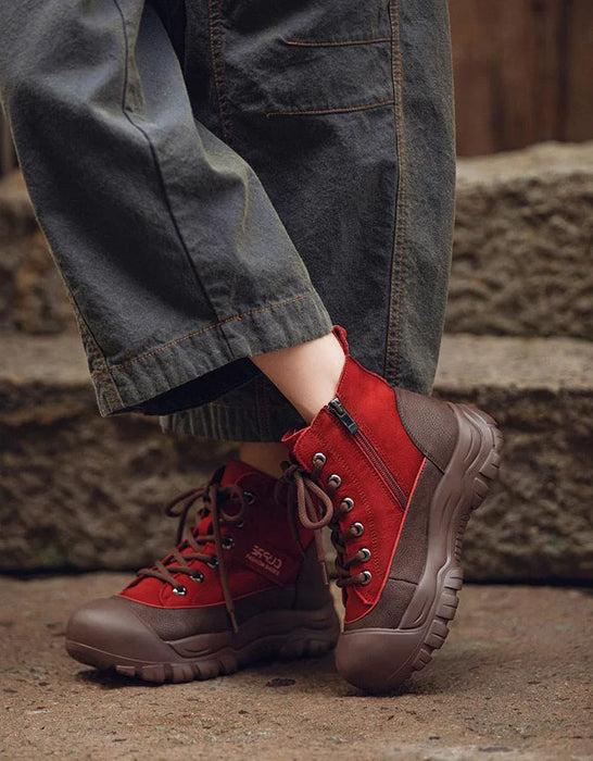 Botas de senderismo cómodas e informales con punta ancha para mujer 