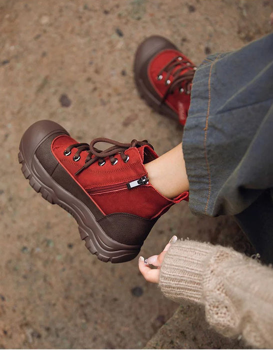 Botas de senderismo cómodas e informales con punta ancha para mujer 