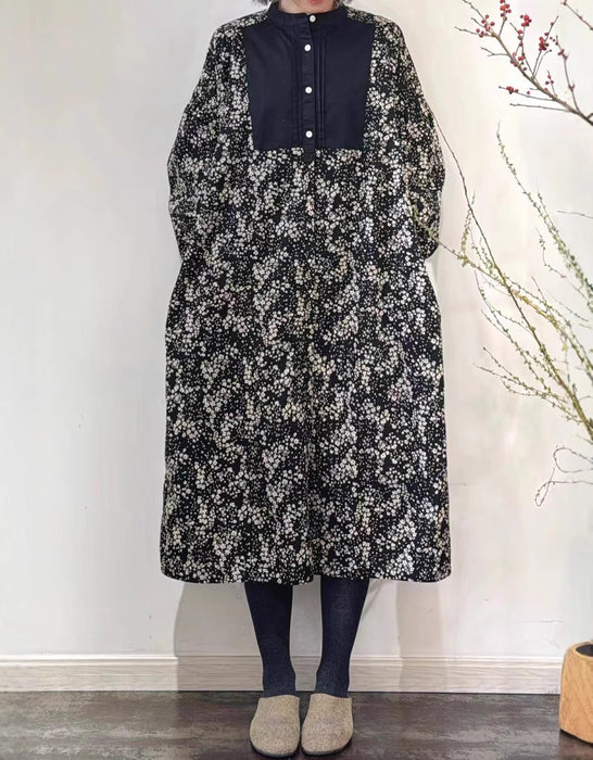 Comfortable Color Stitching Loose Linen Dress Obiono Comfortable Color Stitching Loose Linen Dress Obiono