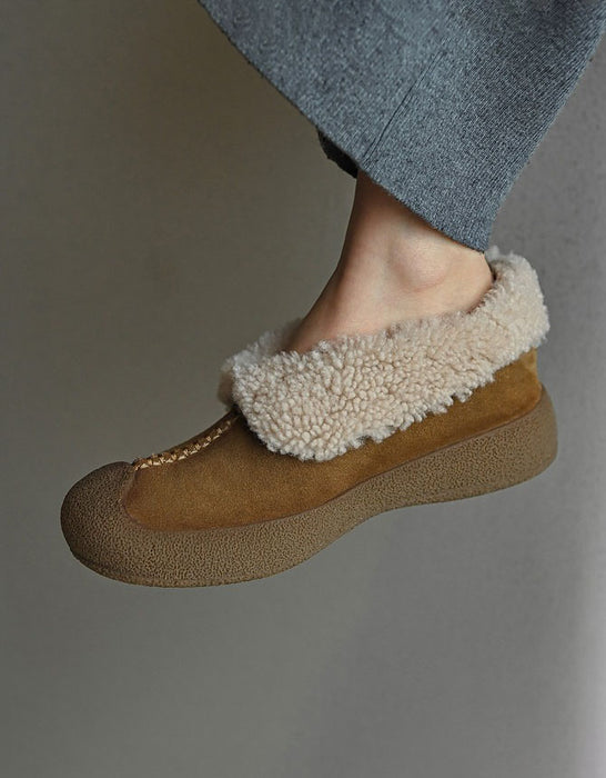 Comfortable Fur Lining Slip-on Winter Flat Shoes