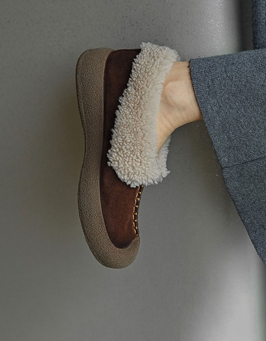 Comfortable Fur Lining Slip-on Winter Flat Shoes