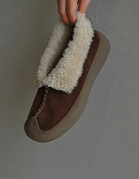 Comfortable Fur Lining Slip-on Winter Flat Shoes