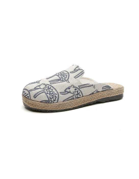 Comfortable Handmade Embroidery Linen Shoes Slippers