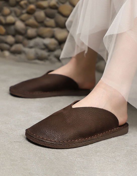 Comfortable Handmade Retro Leather Slippers 41