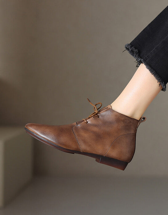Comfortable Lace-up Pointed Toe Ankle Boots — Obiono Comfortable Lace-up Pointed Toe Ankle Boots — Obiono