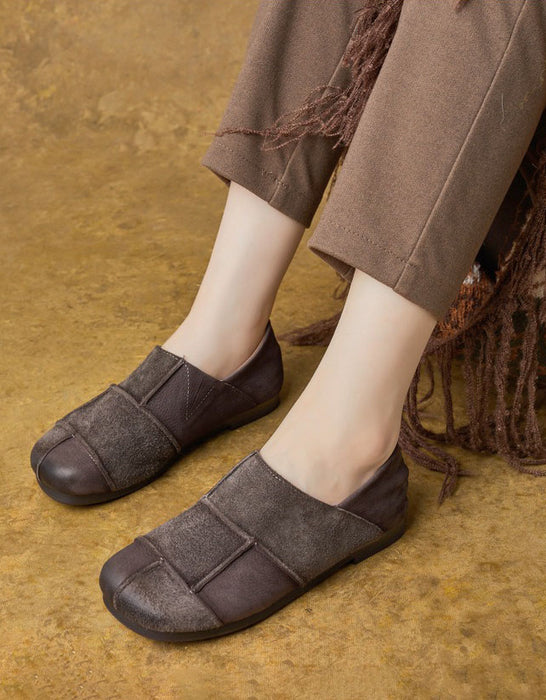 Comfortable Slip-on Handmade Retro Flat Shoes Gray Jan Shoe Collection 2026 80.50