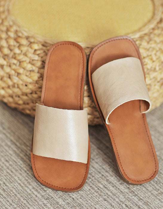 Comfortable Leather Retro Flat Slippers