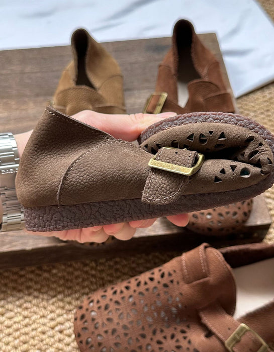 Comfortable Round Toe Soft Leather Hollow Clogs Flats Details Feb Shoe Collection 2026 81.70