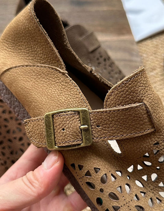 Comfortable Round Toe Soft Leather Hollow Clogs Flats Details Feb Shoe Collection 2026 81.70