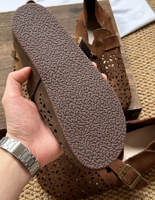 Comfortable Round Toe Soft Leather Hollow Clogs Flats Details Feb Shoe Collection 2026 81.70