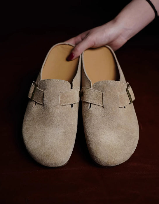 Zapatos étnicos retro hechos a mano de cuero suave con hojas