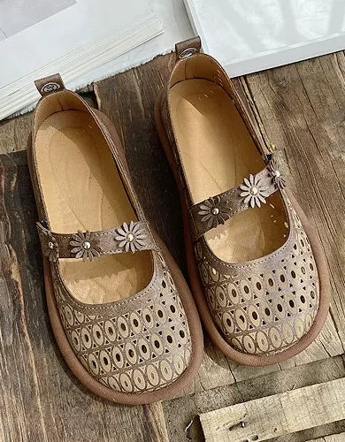 Comfortable Round Toe Summer Hollow Flat Sandals  Obiono