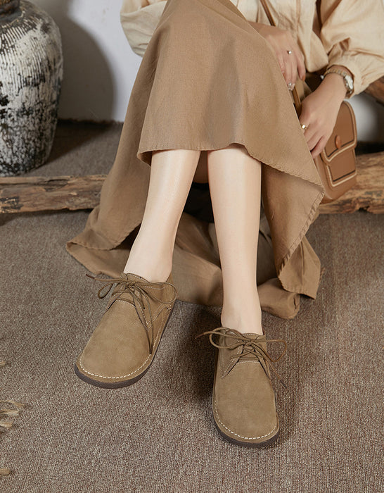 Comfortable Soft Bottom Retro Leather Flat Shoes
