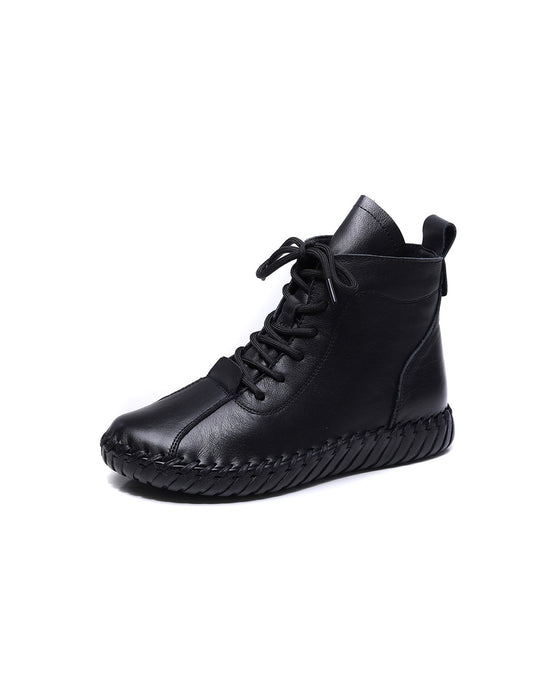 Autumn Winter Comfortable Soft Leather Lace-up Ankle Boots