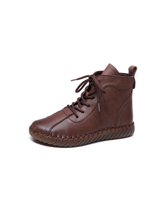 Bottines Femme En Cuir Orthopédiques - Confortables, Antidérapantes, Souples - Style Vintage à Lacets - Pour Automne/hiver - 5