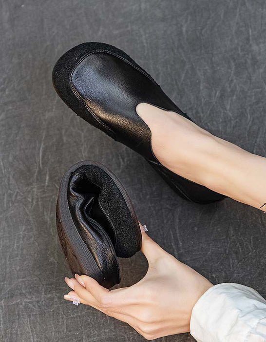 Comfortable Soft Leather Slip-on Retro Flat Shoes 35-41