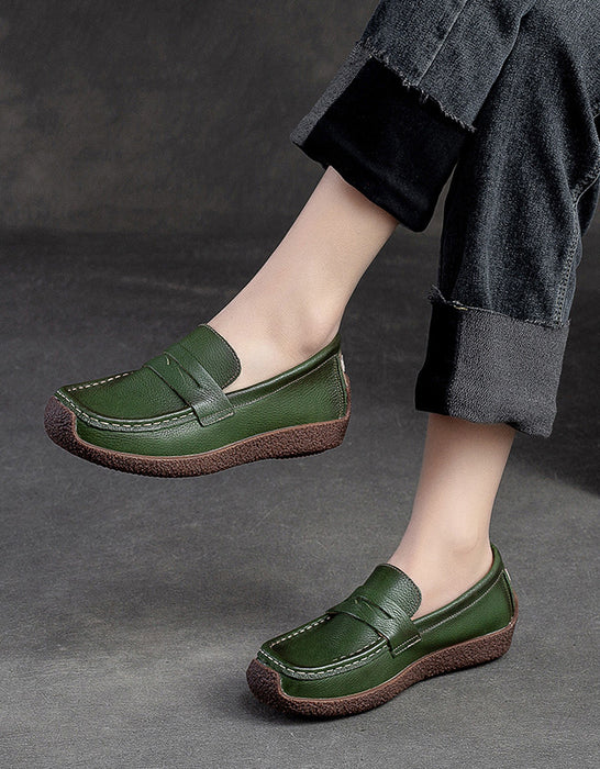 Comfortable Soft Leather Slip On Loafers for Women