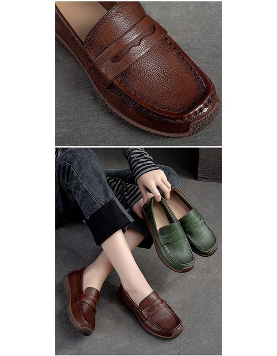 Comfortable Soft Leather Slip On Loafers for Women