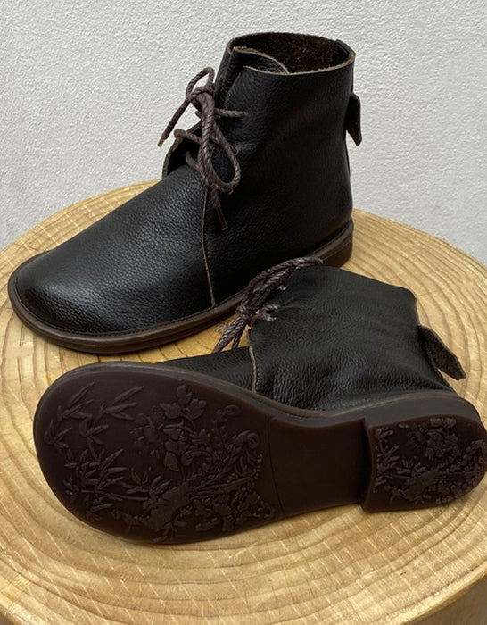 Handmade Leather Wide Toe Box Boots for Women Men Size35