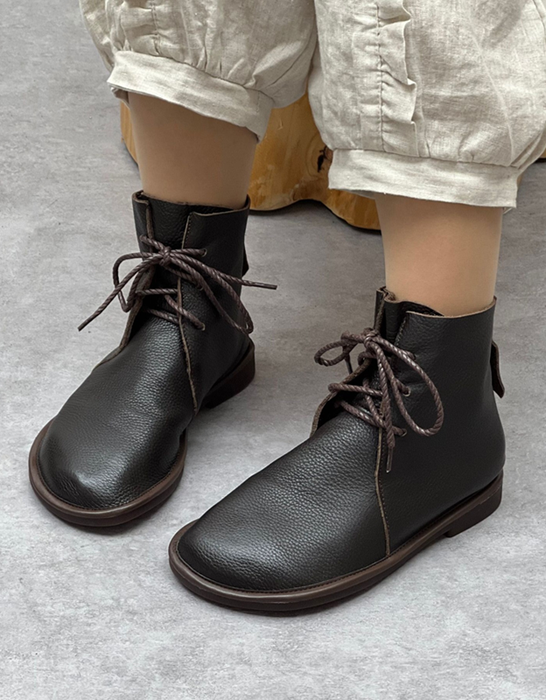Autumn Winter Comfortable Soft Leather Wide Toe Box Boots