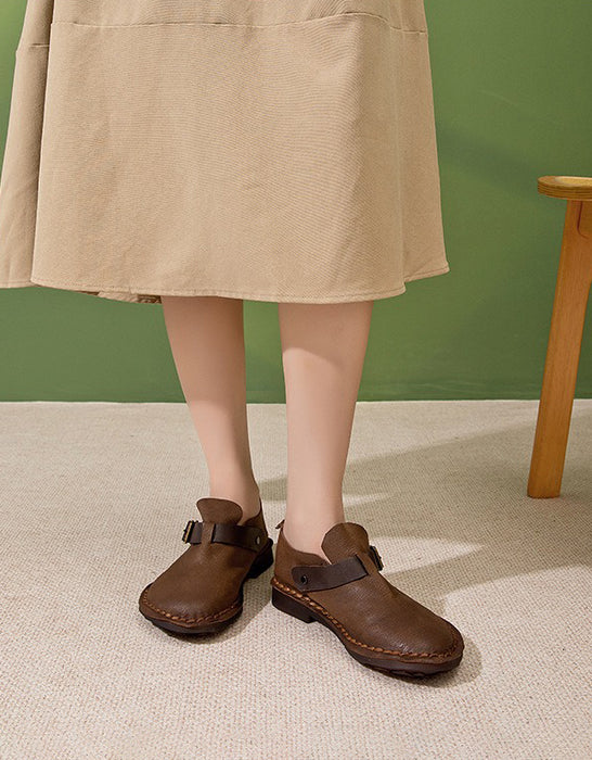 Comfortable Soft Leather Women Wide Toe Box Flats