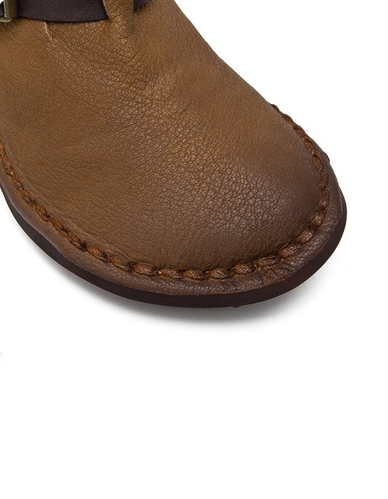 Comfortable Soft Leather Women Wide Toe Box Flats