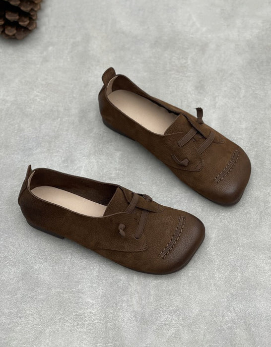 Chaussures plates d'hiver en cuir à semelle souple pour femmes | Chaussures cadeaux