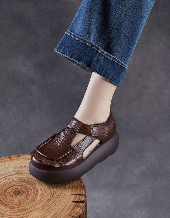 Comfortable Soles T-strap Round Toe Platform Sandals