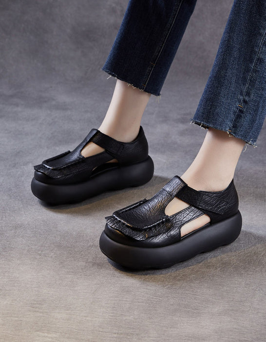 Comfortable Soles T-strap Round Toe Platform Sandals